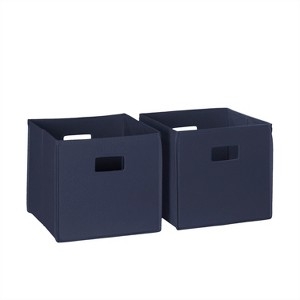 Folding Storage Bin Set Cubical Fabric with Grommet Handles