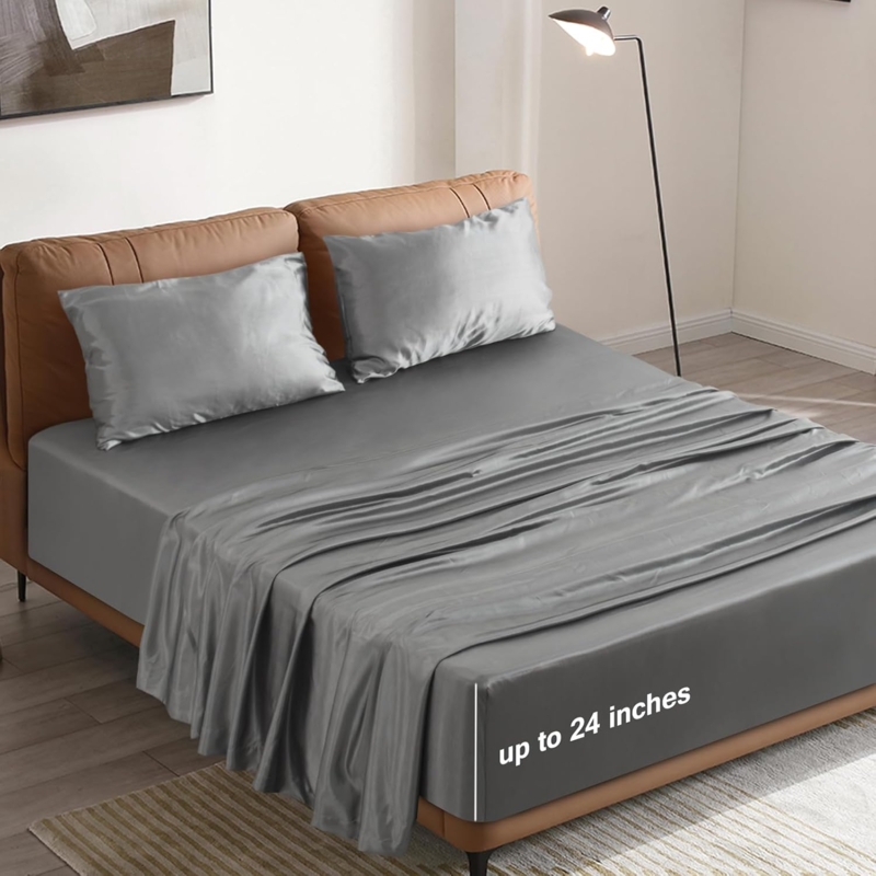 Forest Green Bedding Set High Gloss Satin Finish Four Piece