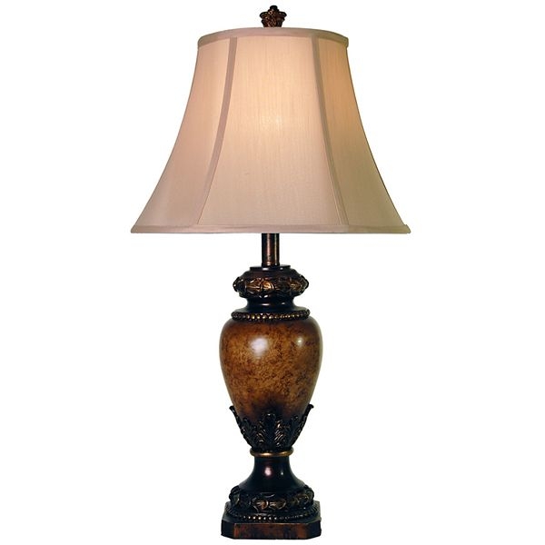Formal Table Lamp, Antique Bronze Base, Rectangular Shade.