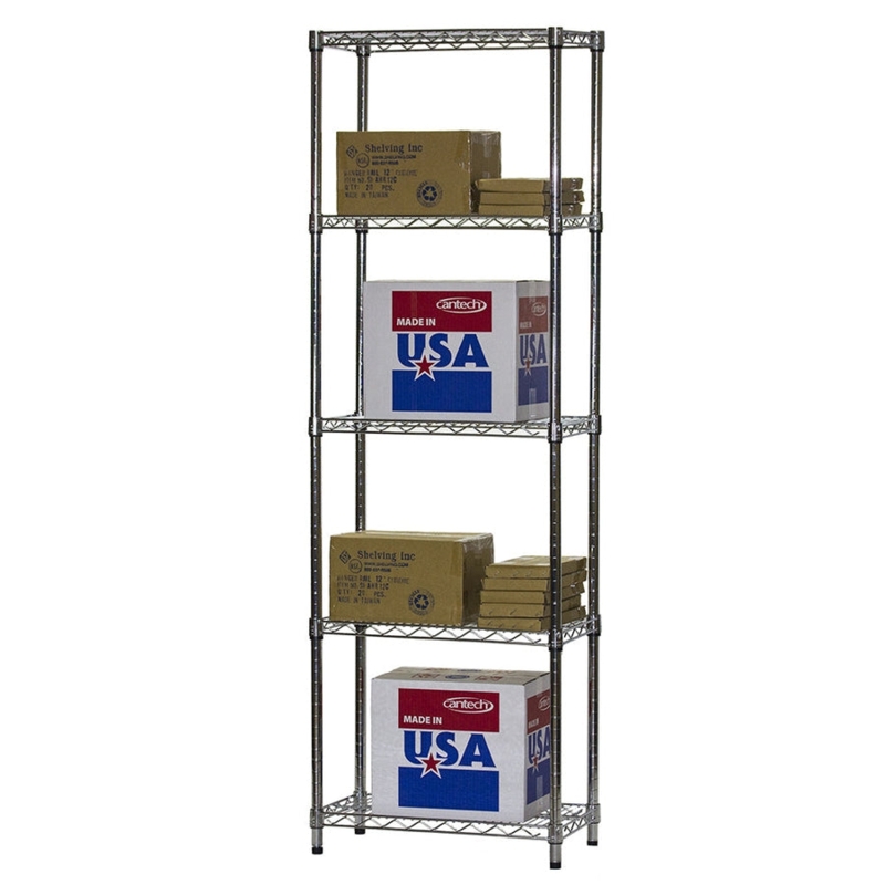 Freestanding Polished Wire Shelving Unit with Open Grid Design