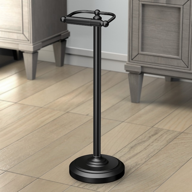Freestanding Spring-Loaded Toilet Paper Holder in Dark Matte Finish