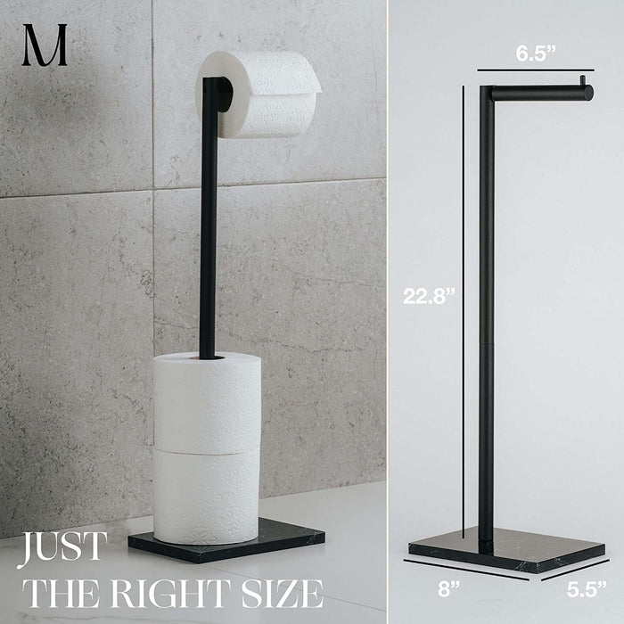 Freestanding Toilet Paper Holder with Weighted Stone-Like Base
