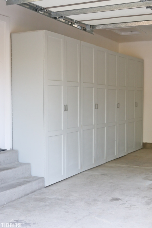Garage Storage Cabinet with Plywood Construction and White Pegboard