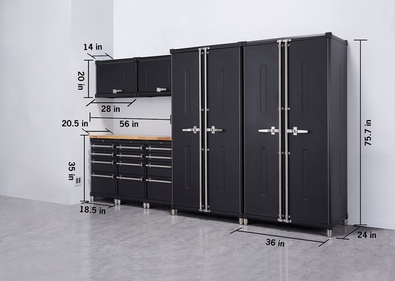 Garage Storage System 8-Piece Modular Set in Matte Black Finish