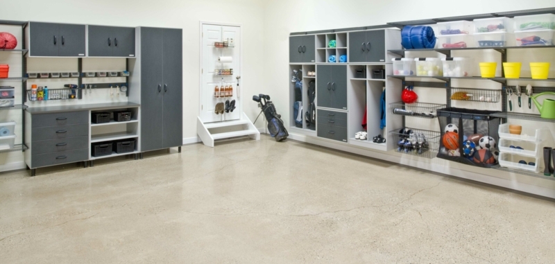 Garage Storage System, All-White Track Mounted Design with Adjustable Wire Shelves