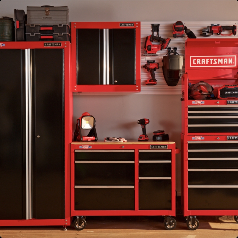 Garage Storage System Integrated Workbench Modular Design Workshop Suite