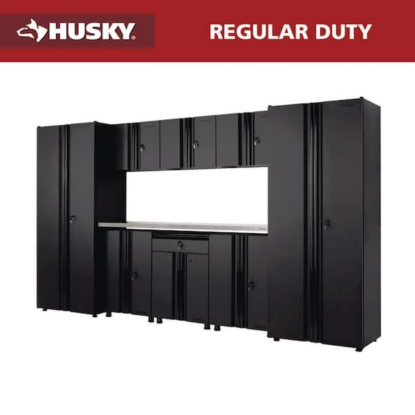 Garage Storage System: Nine-Piece Modular Set with Pegboard Backing