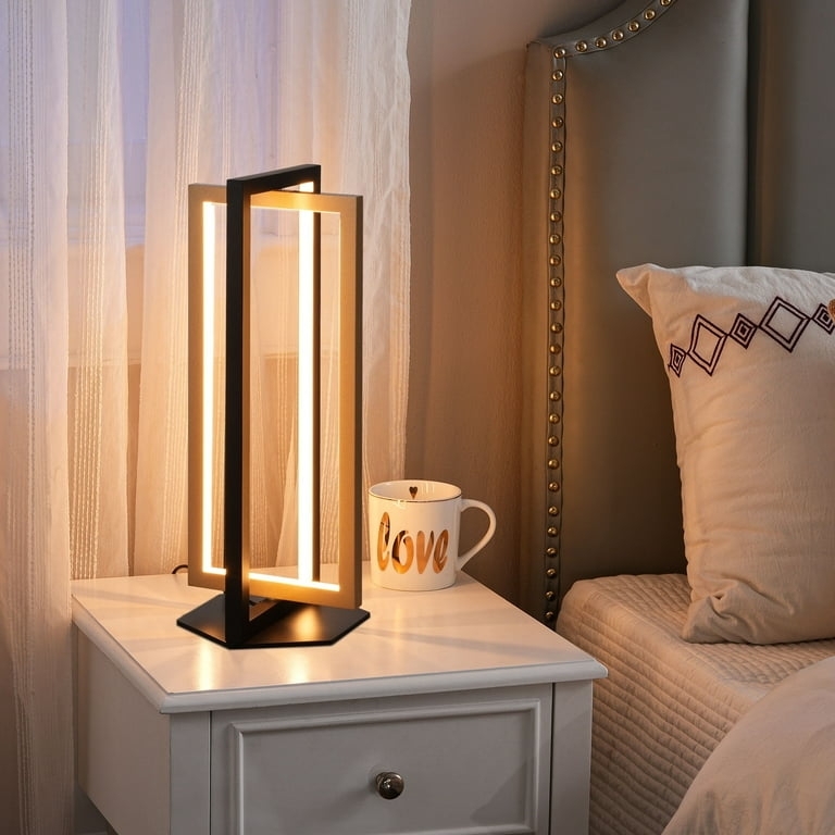 Geometric Bedside Accent Lamp Brushed Gold Adjustable LED