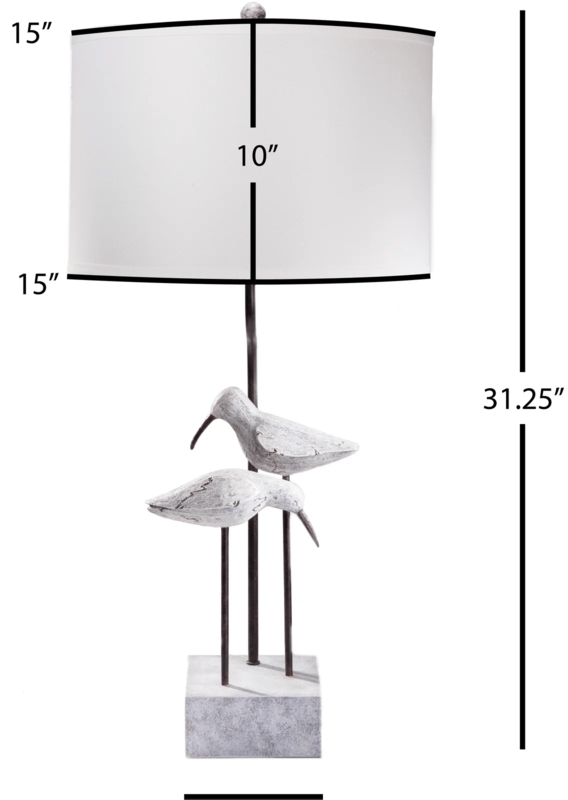 Geometric Block Base Table Lamp Set, Distressed Teal Finish.