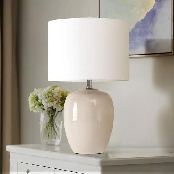 Geometric Coastal Table Lamp featuring Faceted Quilted Ceramic Base