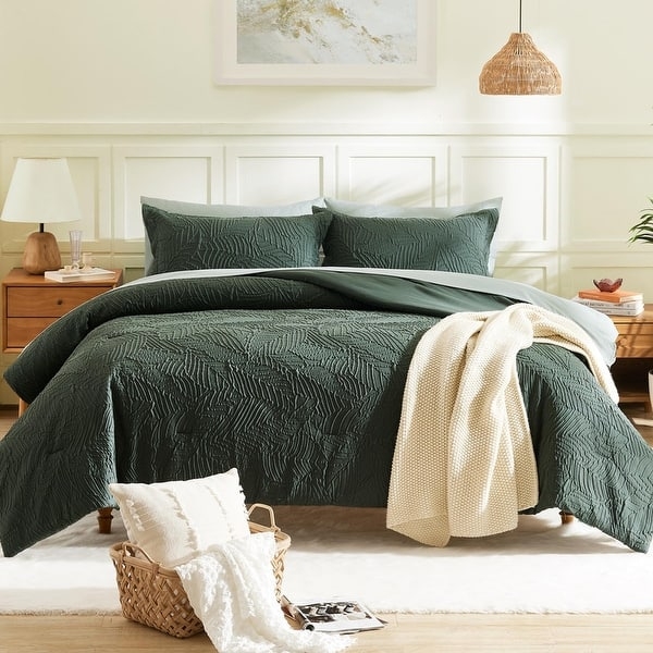 Geometric Diamond Teal Comforter Set, Textured Surface