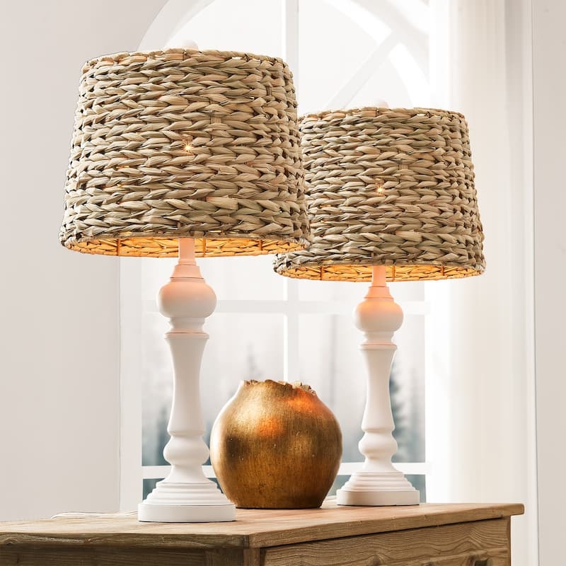Geometric Relief Table Lamps Pair, Textured Metallic Finish.