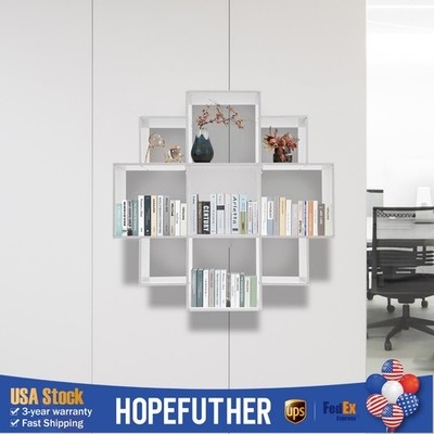 Geometric Wall Shelf: 3-Tier Black Metal Frame with Toned Shelves