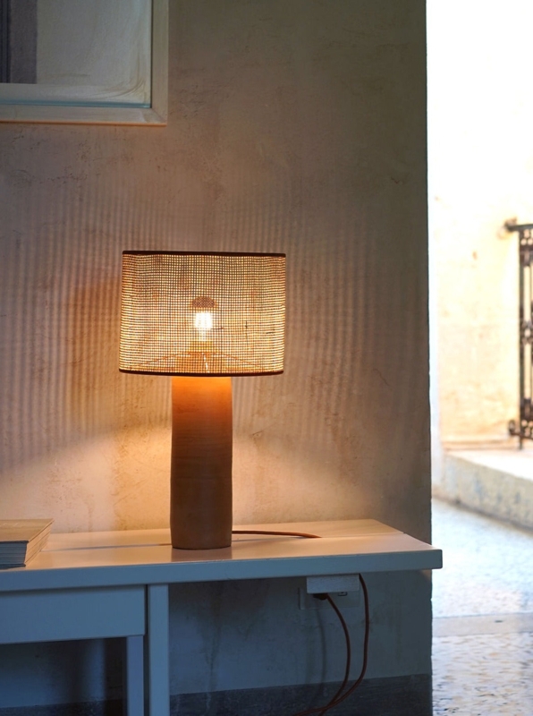 Globular Rattan Table Lamp with Woven Texture Base