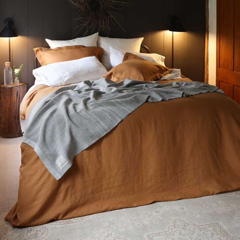 Golden Honey Linen Duvet Set for Scandi Boho Earthy Bedroom Decor