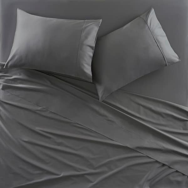 Graphite Gray Sateen Pillowcase Set Subtle Sheen Finish
