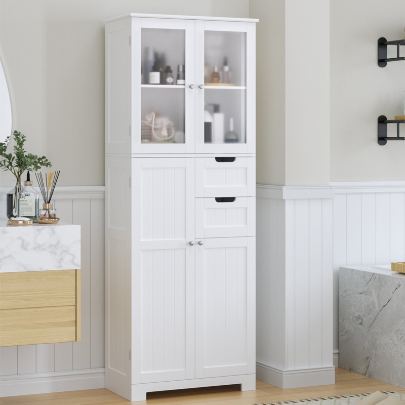 Gray Linen Cabinet with X-Frame Door and Four Drawers