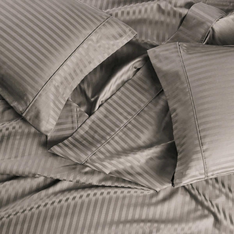 Gray Sateen Sheet Set with Lustrous Finish for Modern Bedroom