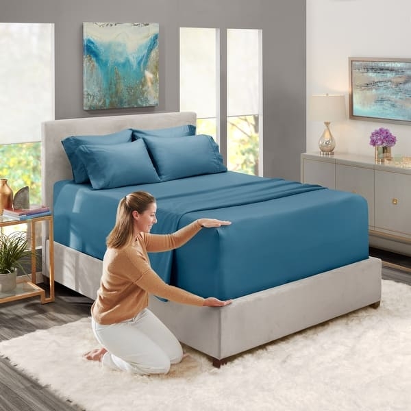 Grey Sheet Set Matte Microfiber Finish Grey And White Styling