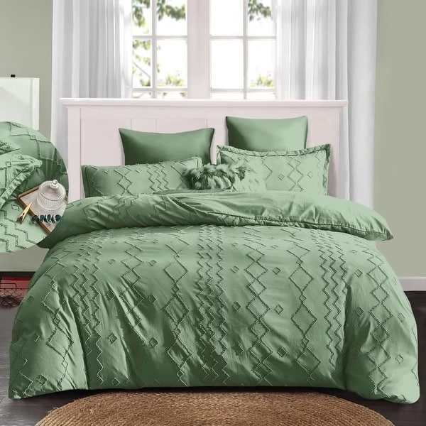 Grey Tufted Comforter Bedroom Set with Chunky Knit Accent