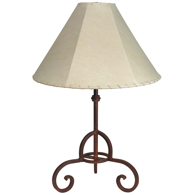 Hacienda Style Table Lamp with Iron Base & Conical Shade