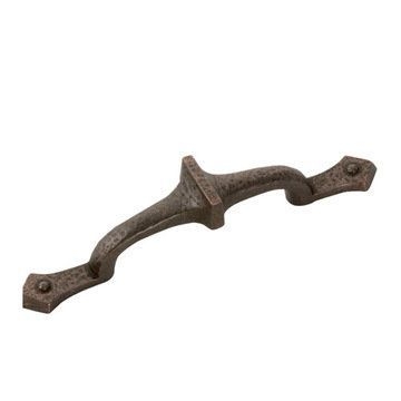 Hammered Bronze Cabinet Pull D-Handle Oil Rubbed Rustic Lodge Hardware
