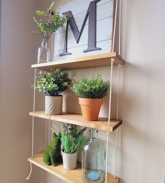Handmade 3-tier Farmhouse Shelf: Rustic Hanging Display - Etsy