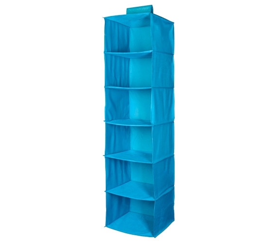 Hanging Closet Organizer Purple Fabric Six Tier Vertical Storage
