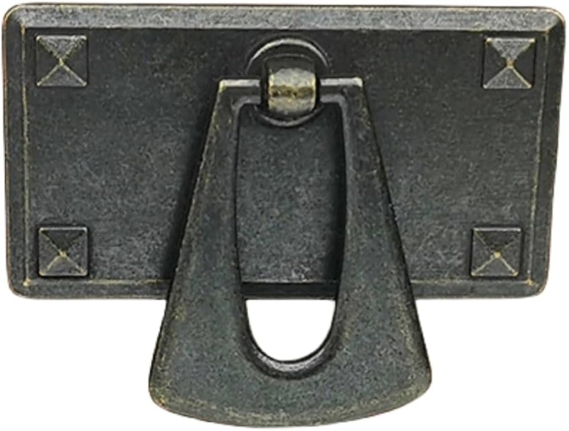Hanging Drawer Pull, Antique Black with Stippled Surface Backplate