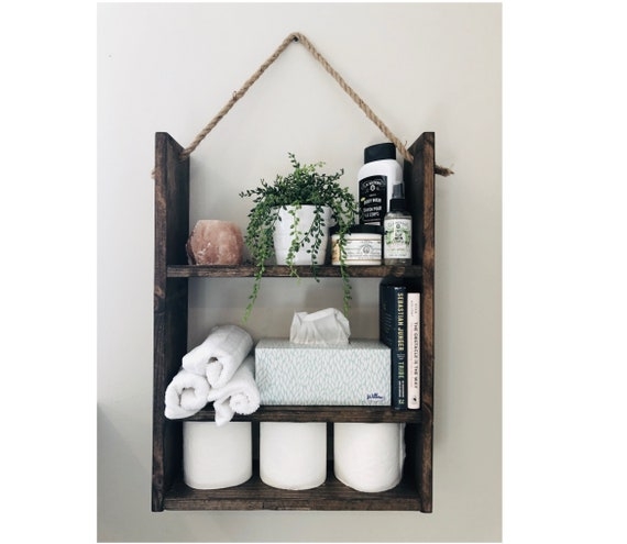 Hanging Shelf Rustic Rope Suspension Wood Toned Bohemian Decor