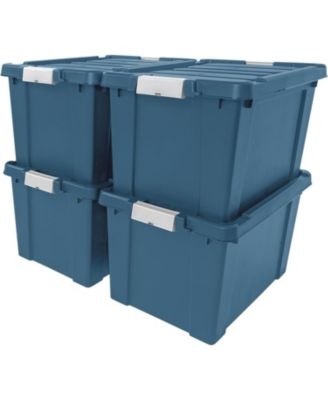 Heavy-Duty Storage Bins Navy with Locking Lids for Garage Use