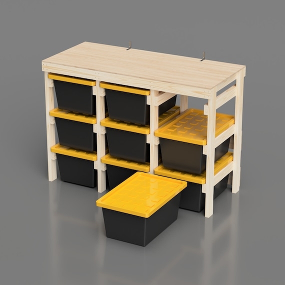 Heavy Duty Wooden Storage Rack for Vertical Garage Tote Organization
