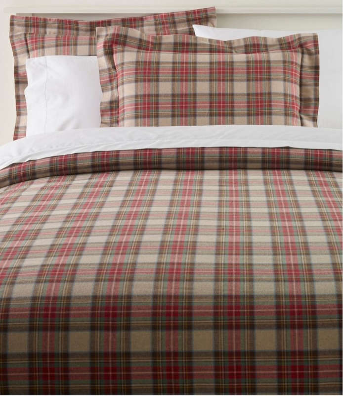 Heritage Chamois Flannel Duvet Set, Plaid Red & Cream