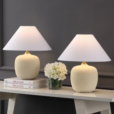 Hobnail Ceramic Table Lamp in Matte Cream Finish