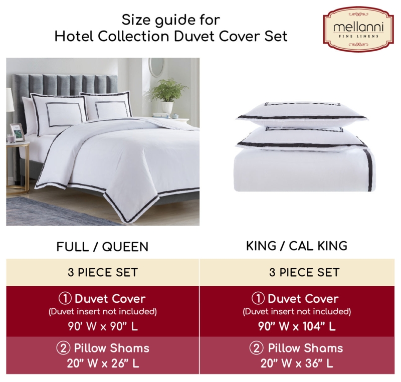 Hotel Style Duvet Cover Set White King Flanged Edges Size Guide