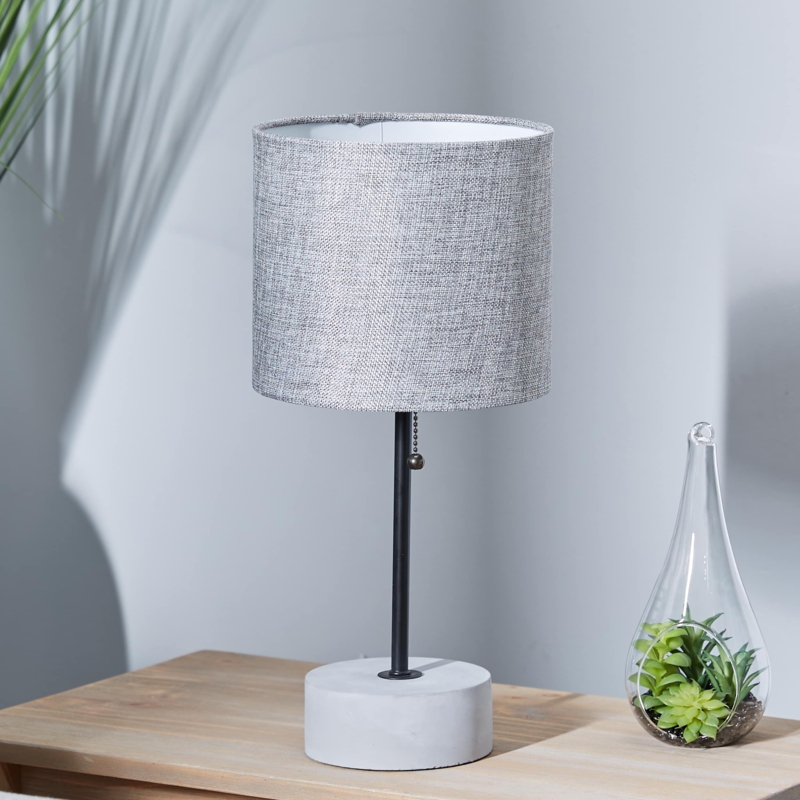 Industrial Bronze Cage Table Lamp with Concrete Base