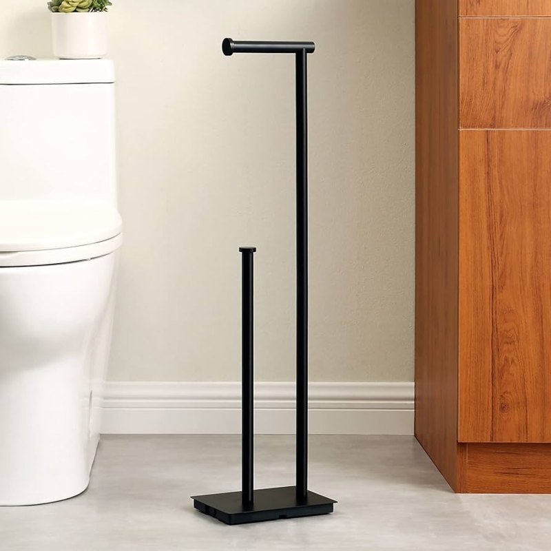 Industrial Freestanding Toilet Paper Holder with Weighted Square Base