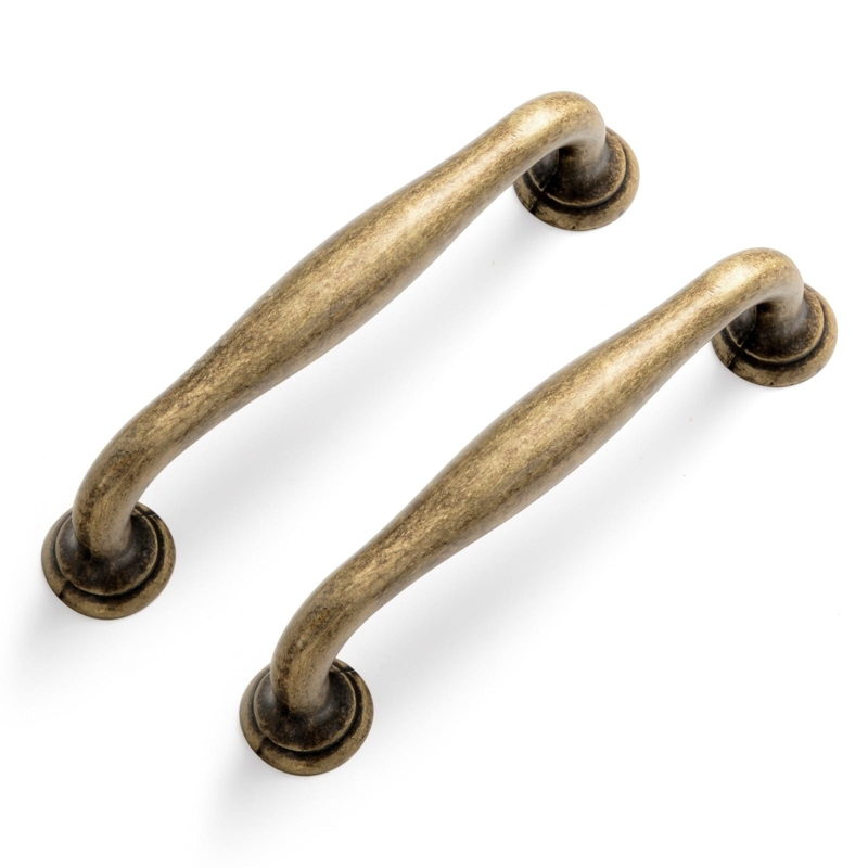 Industrial Modern Antique Brass Knurled Cabinet Pulls