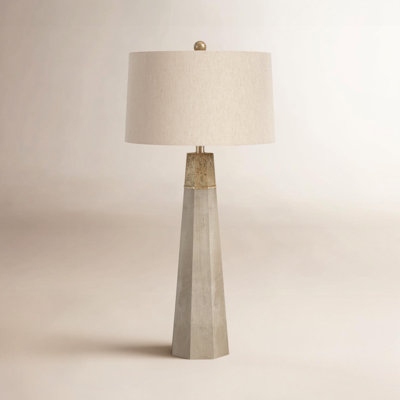 Industrial Modern Extra Tall Table Lamp Cement Base Tall Drum Shade