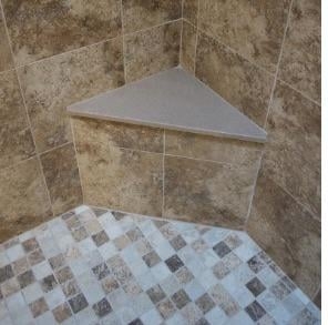 Industrial Shower Pan: Concrete Like with Navy Blue Border