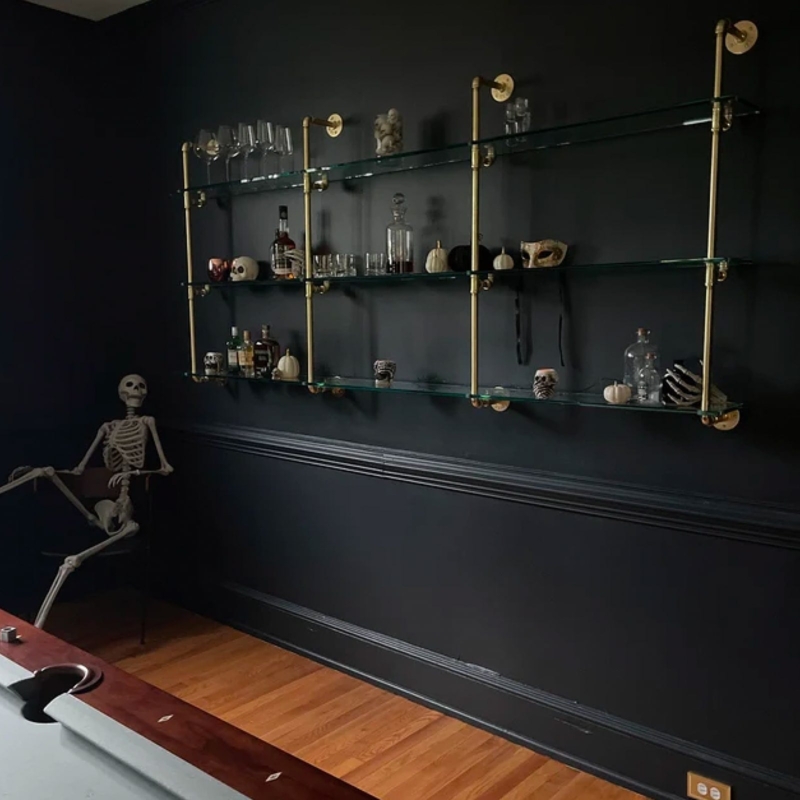 Industrial Style Wall Shelves with Thick Planks and Pipe Brackets