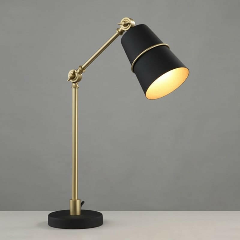 Industrial Table Lamp Vintage Wire Cage Shade Adjustable Bronze