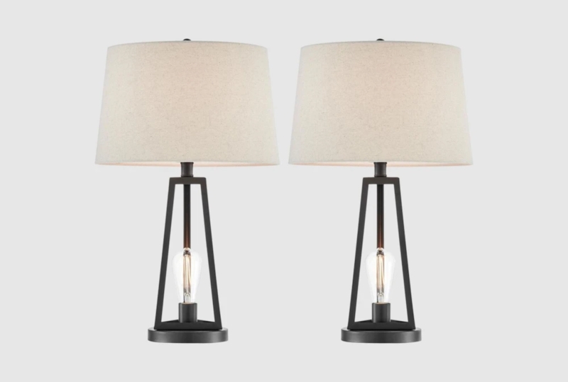 Industrial Table Lamps Pyramid Silhouette Night Light Base Metal