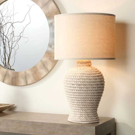 Ivory Ceramic Extra Tall Table Lamp Vertical Ribbing Tapered Base