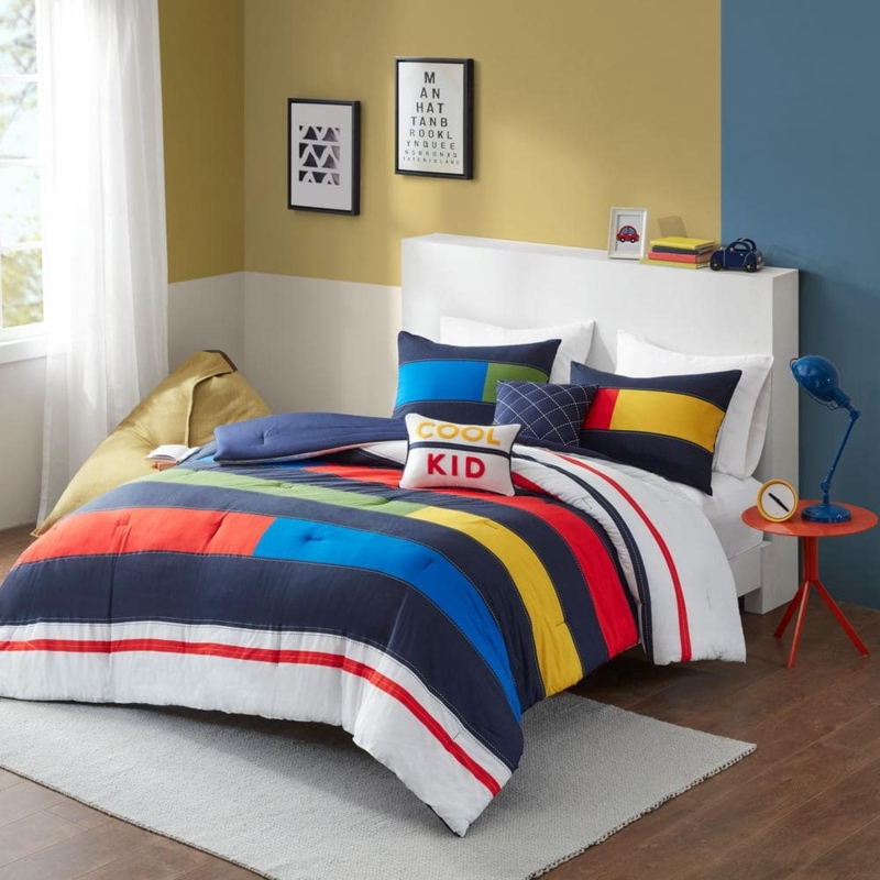 Kids Comforter Set Multi Colored Stripes Colorful Striped Bedding