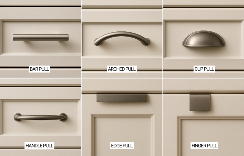Kitchen Cabinet Hardware Style Guide Showing Multiple Metallic Finishes