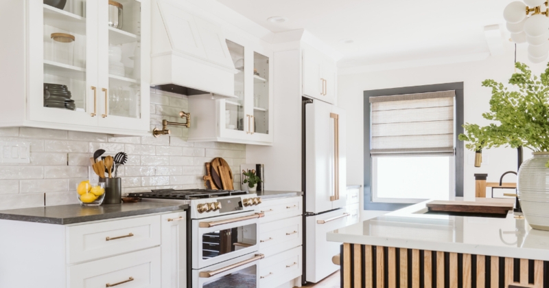 Kitchen Cabinetry: White Shaker Cabinets with Matte Black Hardware