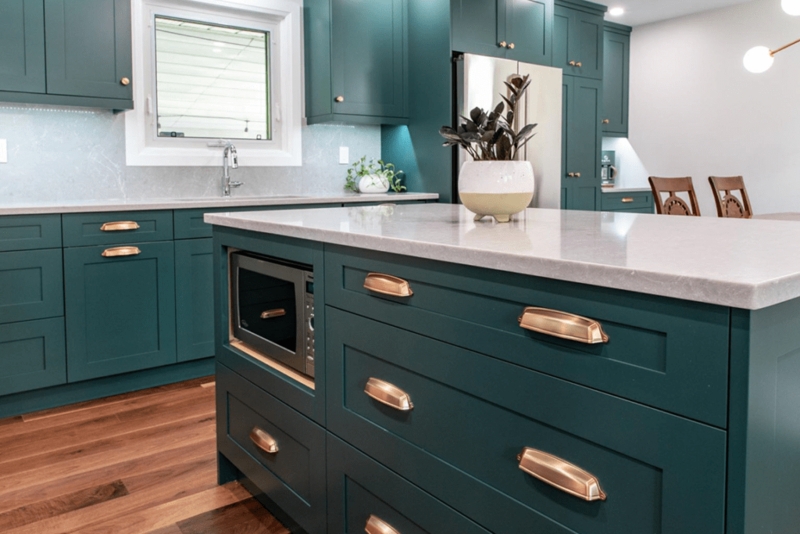 Kitchen Cabinets Forest Green Shaker Style Subway Tile Farmhouse