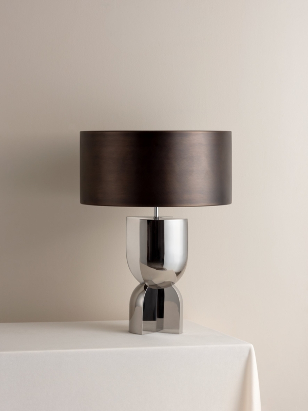 Lamp Base Minimalist Ultra Slim Stem Polished Finish Exposed Bulb