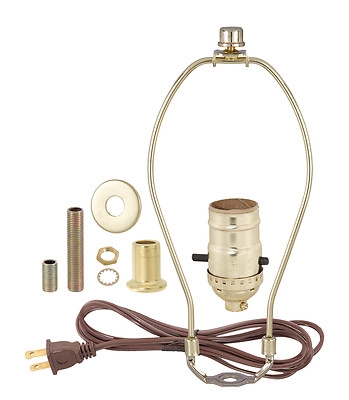 Lamp Wiring Kit Polished Brass Socket and Harp Set for Restoration